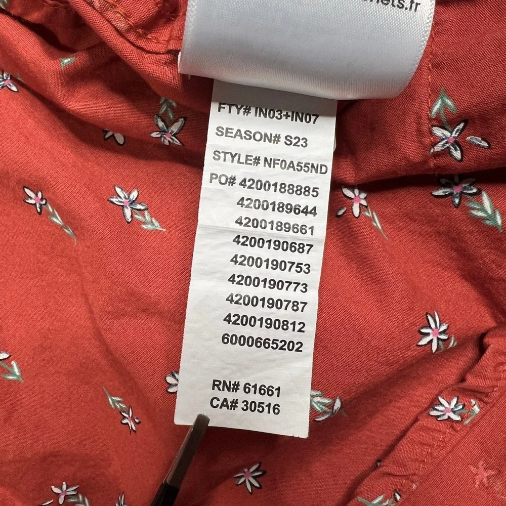 The North Face Baytrail Camp Shirt Mens Med Orange Floral Button Up Short Sleeve